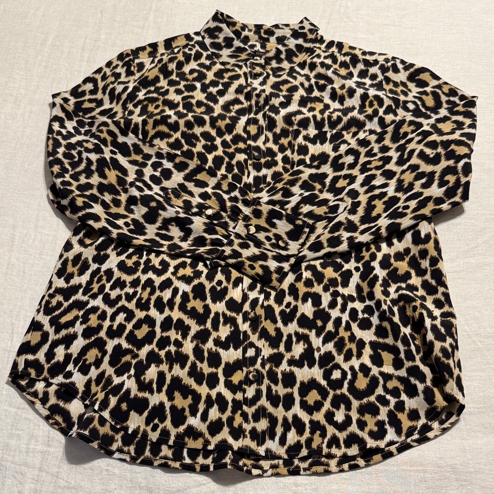 J. Crew Leopard Print Button Down Shirt - Black and Tan